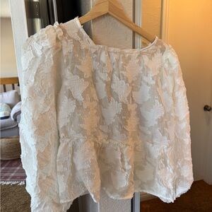 Free People White Textured Women's Top